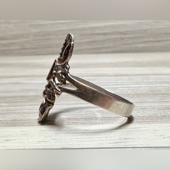 Vintage Handmade 950 Silver & 18K Gold Accented Scorpion Ring, Size 9 - Picture 3 of 11